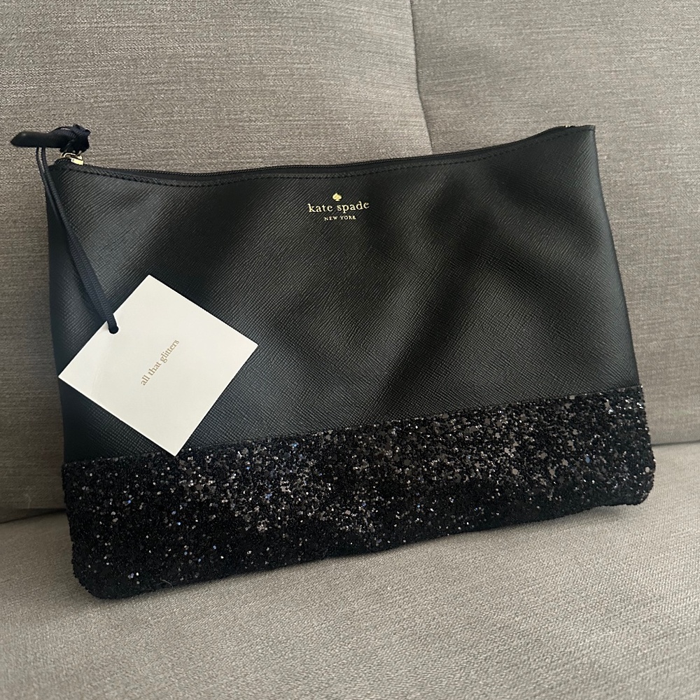 Kate spade black wristlet with glitter detail
